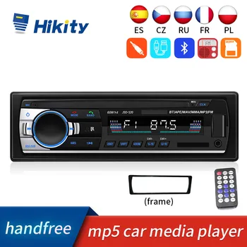 Hikity 1 DIN Makinë Radiot Automotivo Bluetooth Autoradio MP3 Player JSD-520 Audio Dixhitale Muzikë FM Stereo Marrësi Telekomandë
