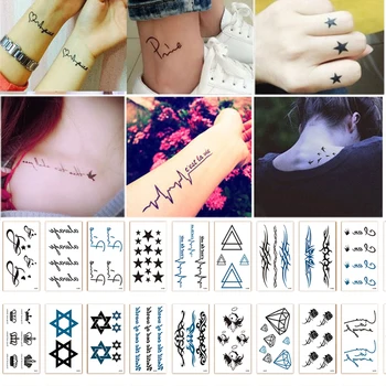 I Papërshkueshëm Nga Uji I Përkohshëm Tatuazh Gjemb Të Vogël Të Thjeshtë Linjë Muzikë Flash Tatoo Star Krahut Gisht Dore Rreme Tatto Për Trupin Je Femra Njeri