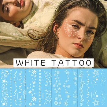 i papërshkueshëm nga uji i përkohshëm tatuazhet fytyrën e qafën e ujit të transferuar e bardhë henna tatuazh të rreme hëna star dantella harton tatuazh stickers decal