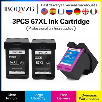 IBOQVZG Remanufactured 67XL Ink Fishekë Zëvendësim për HP 67 XL HP67 DeskJet Plus 2732 2755 4152 4155 4158 Zili 6052 6058