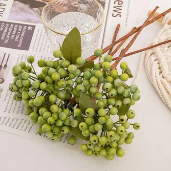 Jeshile Bean Degës Berry Kombinim Artificiale Fruta Home Office Kopsht Pemë E Krishtlindjeve Dekor Diy Dasmës Pushime Bimët Lule
