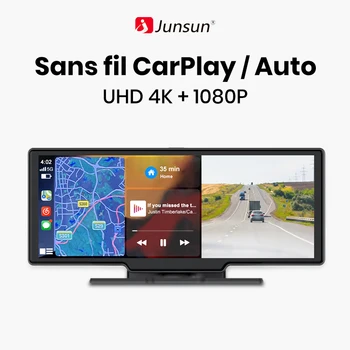 Junsun Dash Cam Rearview Kamera Wifi Carplay & Android Auto 4K DVR GPS Navigacion Video Recorder Pult Dyfishtë Len 24H Park AUX