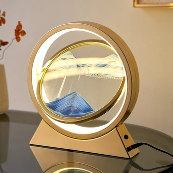 LED Lëviz Rërë Je Tabela Llambë Quicksand Natën Dritë 3D Sandscape Hourglass Shtratit Llambat Rrjedh Rëra Pikturë Dekor në Shtëpi Dhurata