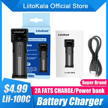 LiitoKala Lii-100C 18650 Ngarkuesin e Baterisë 2A Zgjuar Pagesë USB 26650 18350 21700 26500 4.2 V Li-ion Rechargeable Bateri Ngarkuesin
