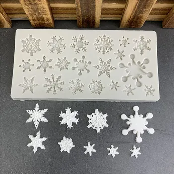 Luyou 1PCS Snowflake Formë Tortë Myk Silikoni Bora Fondant Myk Sheqer Artizanale Tortë Mjet Bora Fondant Krishtlindjeve Dekor Dimri