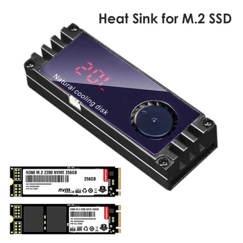 M. 2 SSD Heatsink pije freskuese Dixhitale Temperatura Ekran me Turbo Ftohje Tifoz për 2280 22110 NVMe M2 Solid State Drive Termike Pad