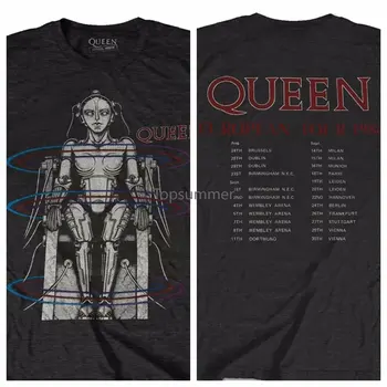Mbretëresha Freddie Mercury T-Shirt Muzikë 1984 Evropës Turne Zi Pambuku të Rralla 2Xl
