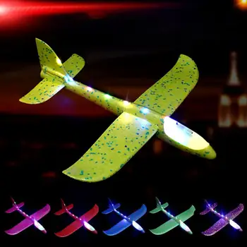Me ngjyra të ndezura Avion Lodër 3-shpejtësi Ndezje të Hollë të Sigurt Fëmijët e UDHËHEQUR nga Drita-up Dora Hedhin Fluturues Glider Avionëve Lodër për Lëndinë