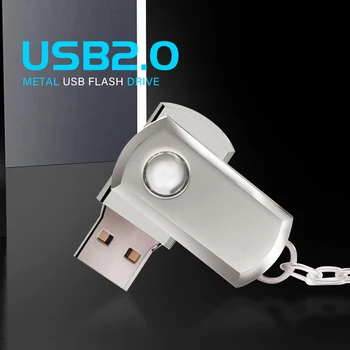 Metal Kyç të Zinxhirit të USB Flash Drive 128GB Reale të Kapaciteteve Pen Drive 64GB Argjendi Pendrive 32GB USB Memory Stick 16GB Krijuese Dhurata