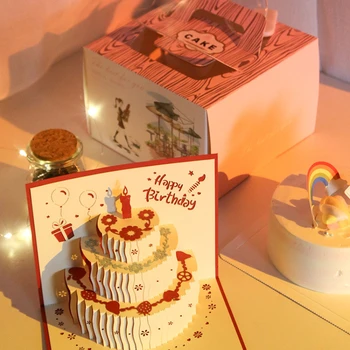 Muzikore Ditëlindjen kartolina Urimi 3D Pop-Up Dhuratë Kartë me Led Muzikë