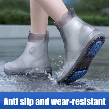 Në natyrë papërshkueshëm nga uji Silikoni Këpucëve të Mbuluar të lartë të Lartë Shi Çizme të Mbuluar Jo-shqip Këpucë Mbrojtësi Reusable Thickened Këpucë Fëmijët
