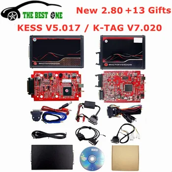 Online 2.80 BE-së Kuqe Kess V5.017 OBD2 Menaxher Akordim Kit KTAG V7.020 4 UDHËHEQUR BDM Kuadër 22pcs Adapters K-TAG 2.25 ECU Programues