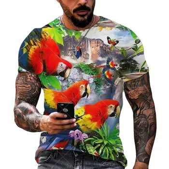 Papagall Grafik 3D Printimi për Meshkuj T-shirts të Verës Hip Hop Kafshëve e Shpendëve Burra Veshje Rastësor të Tepërt T Shirt Streetwear Krye Tees 6XL