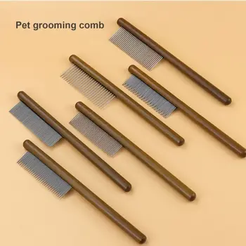 Pet Krehër me Skaje të Rrumbullakosura Çelik të Dhëmbëve për një kohë të Gjatë dhe të Shkurtër, me Flokë Macet Druri të Trajtojë Mace e Qen Combs Pet Grooming Mjet