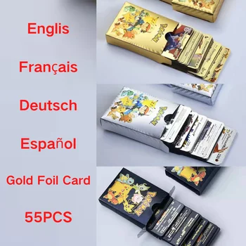 pokemon ari petë kartë anglisht frëngjisht gjermanisht spanjisht ari i zi argjendi fëmijët betejë kartë dhuratë ditëlindjen