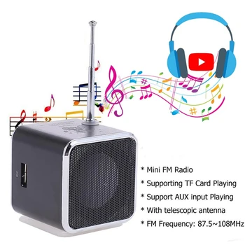 Portative Aliazh Alumini USB Mini HIFI Stereo Super Bass Kryetarit Altoparlanti Muzikë MP3/4 FM Radio Marrësi Mbështetje të Mikro Kartë TF