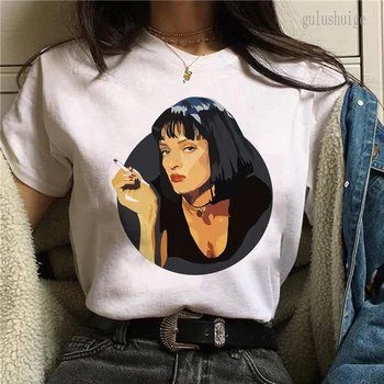 Pulp Fiction Film Qesharak Print T Shirt Virgjëreshës Mari Mpb Krye Tees T Shirt Gratë Harajuku Ullzang viteve ' 90 Korean Unisex T-shir Femra