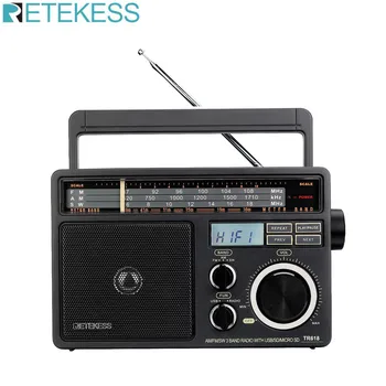 Retekess TR618 JAM FM në SUEDISHT Portativ Radio me Digjitale, MP3 Player Mbështetje të Mikro SD dhe USB me zë të Lartë të Volumit të Madh gjuha për në Shtëpi Plaku