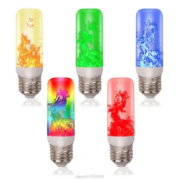 RGB LED me Ngjyra Simulimi Flaka e Llambës E27 Djegia Efekt Atmosferë të Lehta dhoma Gjumi Dekor Ditëlindjeje Ndezje Lavë Llampat