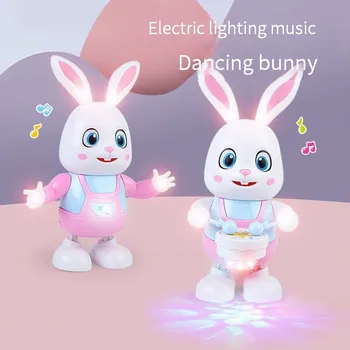 Robot Lepuri Vallëzimi Këndojnë Këngë Elektronike Lepur Muzikë Robotik Kafshëve Mundi Daulle Me LED Bukur Elektrike Pet Lodër Fëmijëve Dhuratë Ditëlindjen