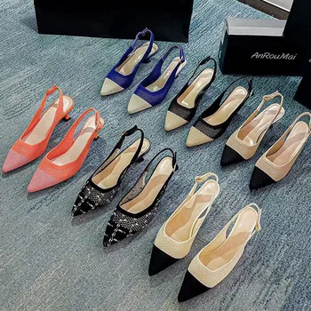 Sandale verore të Grave të Modës Dallim Ngjyrë të Theksuar të Lartë Thembra Princeshë Dantella Rrjetë Breathable të punuar me shtiza Temperamentin Këpucë 2023