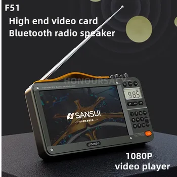 Sansui F51 Retro Video Radio me Valë Bluetooth Kryetarit Portativ Mini Plug në Walkm të gjitha band Mp3 Music Player Stereo Subwoofer