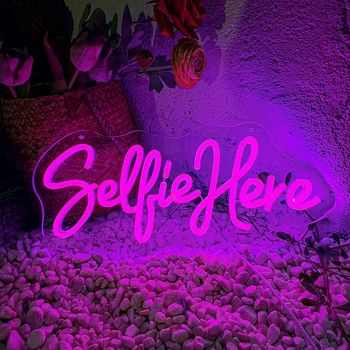 Selfie Këtu Neon Shenjë Studio partisë Paraqitjen e UDHËHEQUR nga Drita Estetike dhoma Gjumi Shtëpi Dhomë Lojë Je Personalitet rozë Mur Dekor Llambë Dhuratë