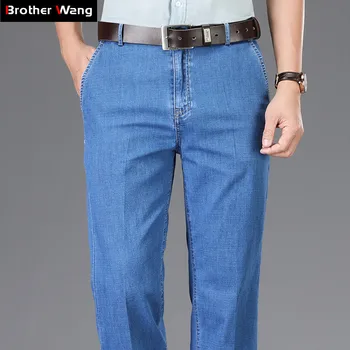 Stili klasik të Verës Burra të Rinj e të Drejtë të Hollë Xhinse të Biznesit Rastësor Shtrirje Pantallona Meshkuj Markë Pantallona Blu