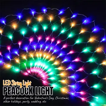 String LED Dritat Peacock Rrjetë Dritë e Ndriçim në Natyrë papërshkueshëm nga uji Zanash Kurorë Drite Partia Kopsht Dasma Dekorimi Perde Li