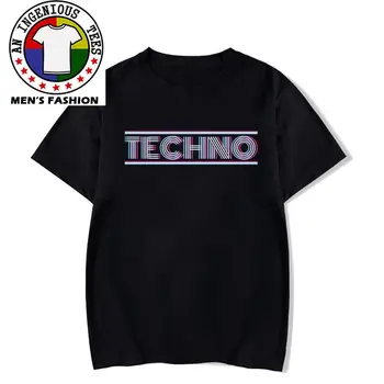 Techno T-Shirt Qesharake Dj Muzikës Underground Rave Njerëzve Të Modës Camisas Hombre O-Qafë Pambuku Të Shtypura Rock Krye T Shirt