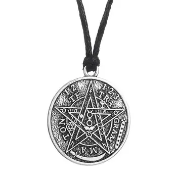Tetragrammaton Pentagram Gjerdan Varëse për Burrat Gotik Wiccan Pentacle Talisman Vula e Salomonit Amulet Choker Bizhuteri Dhurata