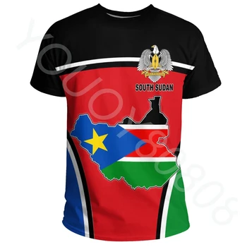 Të Reja Afrikane Zona Të Rastit Xhup Etnike, Fisnore Stil Të Verës Shtypjen E Jugut Sudani Aktive Flamurit T-Shirt Burra Të Maleve