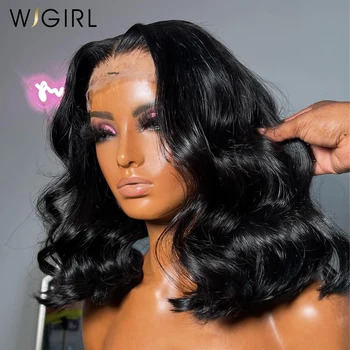 Wigirl 13x6 Transparente Trupit Valë Dantella Para Bob Parukë 13x4 e Flokëve të Njeriut Wigs Remy 250% të Shkurtër Ujë të Valë Dantella Ballore Parukë Për Gratë