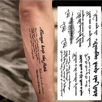 Zi Fjalët E Përkohshme Tatuazh Gjemb Letër Artit Papërshkueshëm Nga Uji Tatuazh Paste Lëvizshëm Tatoo Trupit Krah