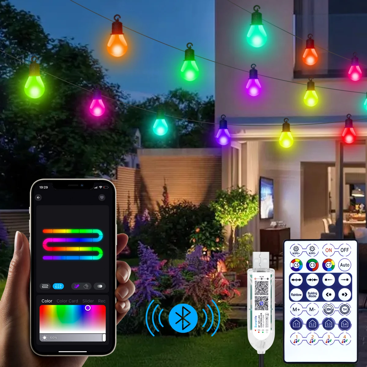 Bluetooth Ngjyra LED G40 Llambë Vargun 15 MILION 25 Blubs Festoon Zanash Dritat e Krishtlindjeve e Vitit të Ri Dhomë Outdoor Kopshti Dekor Kurorë . ' - ' . 0