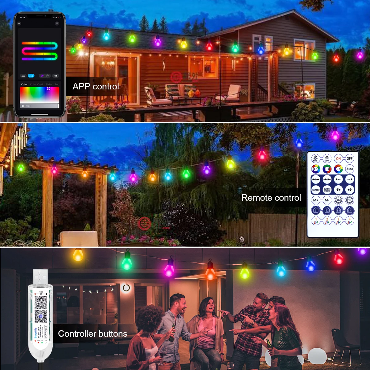 Bluetooth Ngjyra LED G40 Llambë Vargun 15 MILION 25 Blubs Festoon Zanash Dritat e Krishtlindjeve e Vitit të Ri Dhomë Outdoor Kopshti Dekor Kurorë . ' - ' . 5