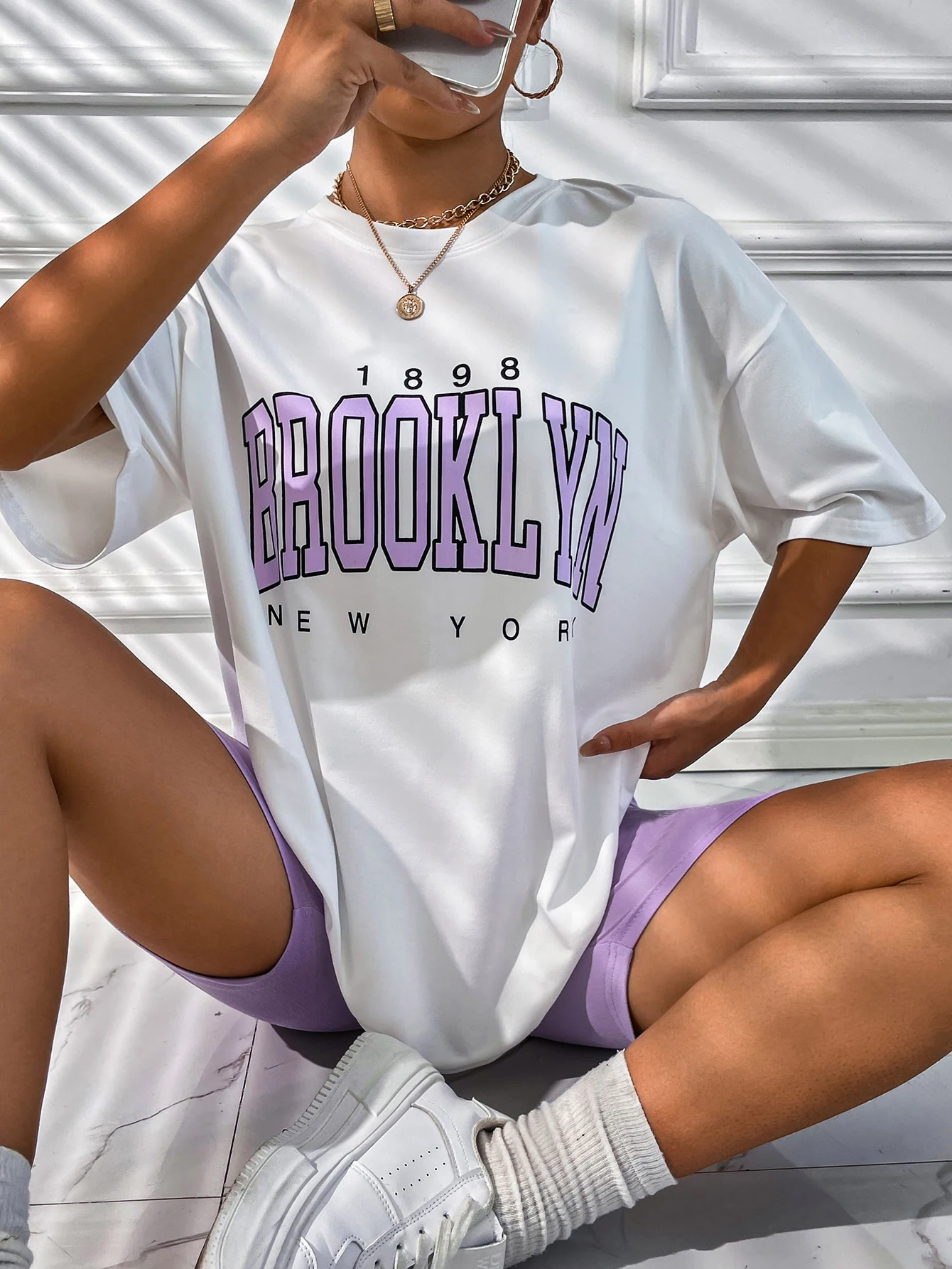 Vintage 1898 Brooklyn New York Womens T-Shirts Amerikane Mëngë të Shkurtra e të Gjithë të-math Veshje Rastësor Sunhat Rrugë Grua në Krye . ' - ' . 0