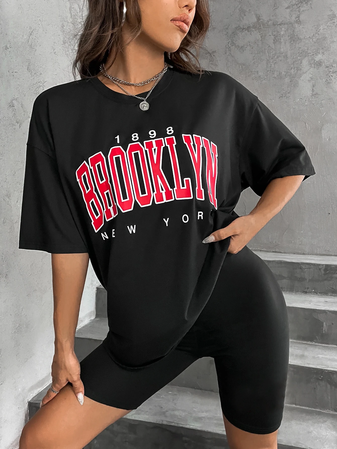 Vintage 1898 Brooklyn New York Womens T-Shirts Amerikane Mëngë të Shkurtra e të Gjithë të-math Veshje Rastësor Sunhat Rrugë Grua në Krye . ' - ' . 3