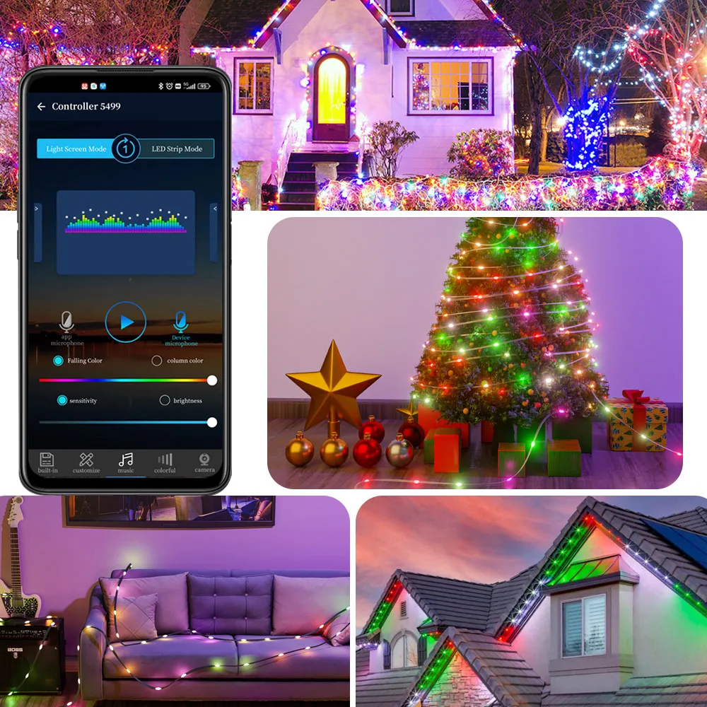 Dreamcolor Dritat e Krishtlindjeve Ngjyra String LED Ndriçim WS2812B Addressable RGBIC LED Module USB WS2812 Muzikë Kontrollues DC5V . ' - ' . 4