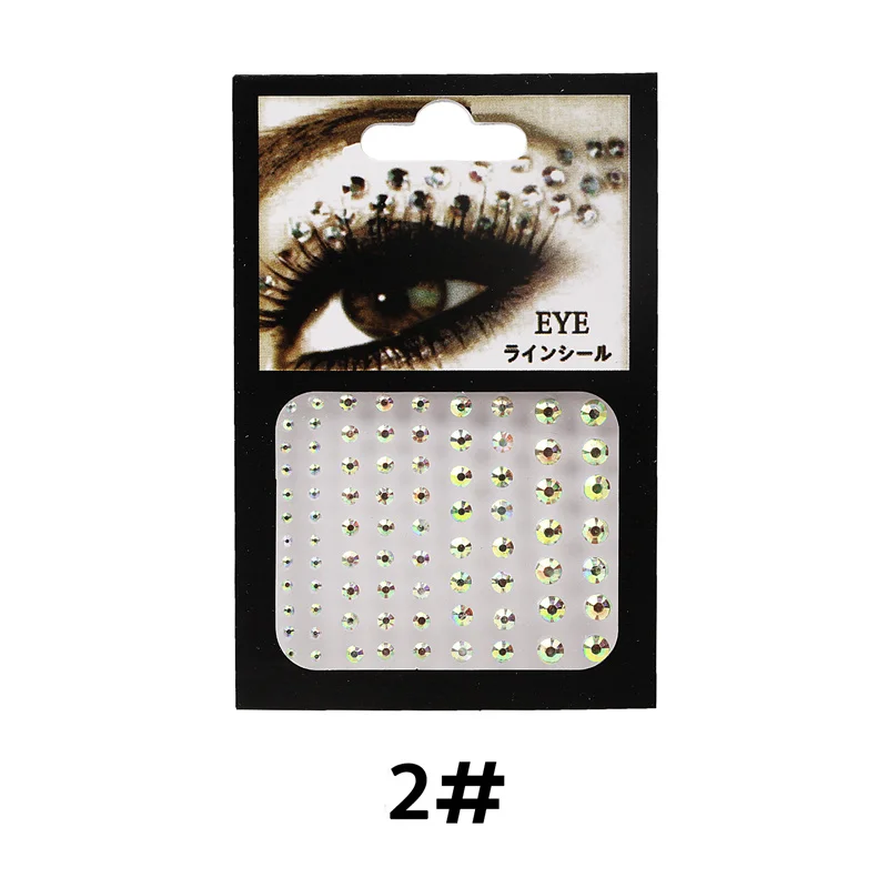 6 Ngjyra Tatuazh Gjemb Vezullim Diamanti Grim Eyeliner Eyeshadow Fytyra Diamant I Rremë Gjemb Bizhuteri Sytë Grim Kristal Stickers . ' - ' . 3