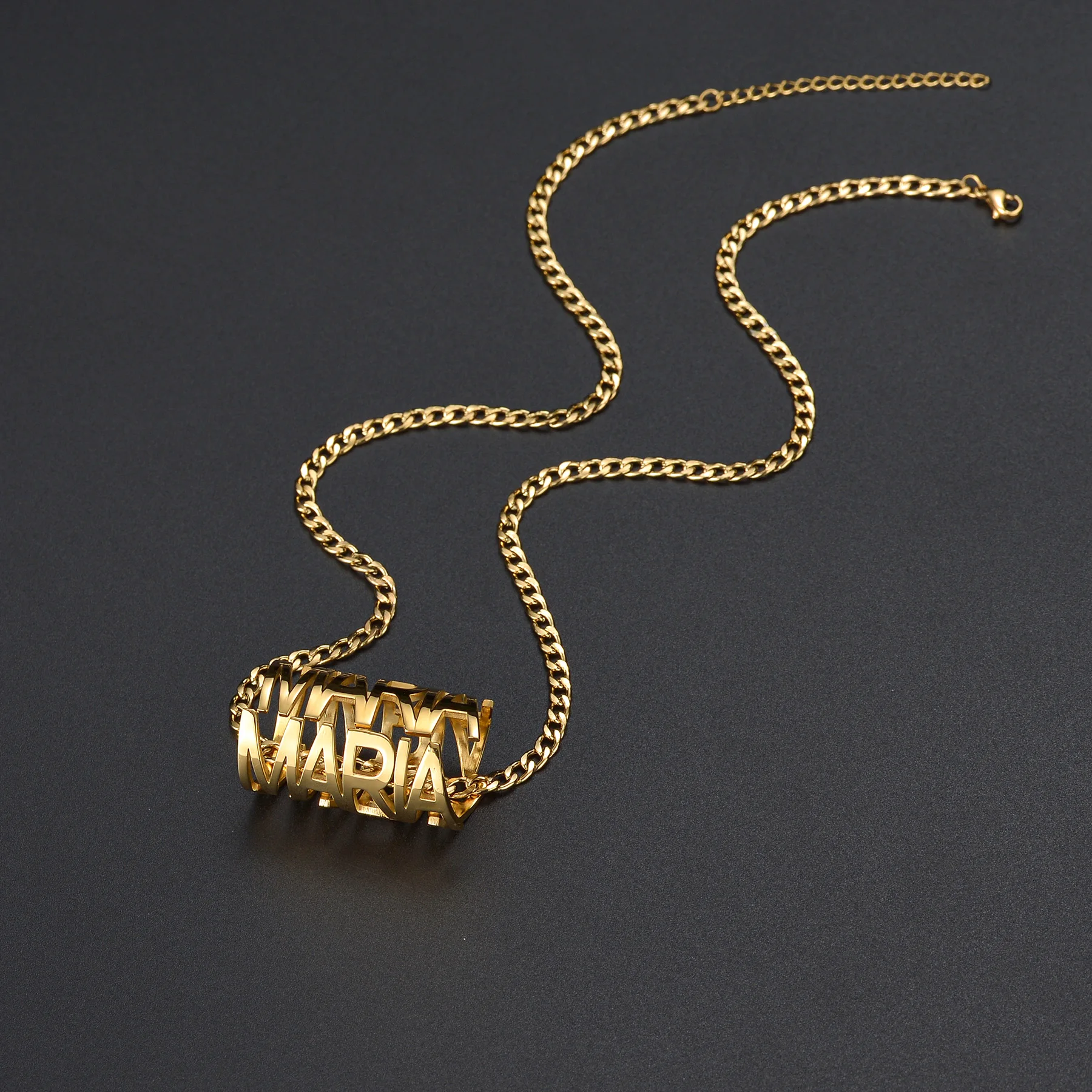 Atoztide Personalizuar Custom Emri i Rrethit të Bashkoj Necklaces për WomenStainless Çeliku Varëse Lidhje Zinxhir Vjetorin Bizhuteri Dhuratë . ' - ' . 3