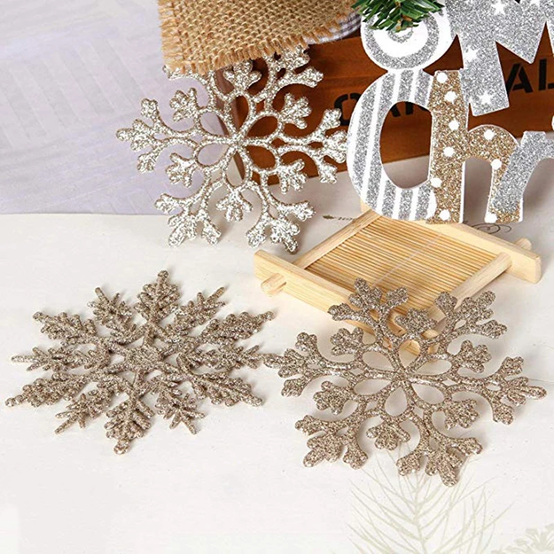 10PCs 10cm Plastike Vezullim Snowflake Xmas Stolitë Varëse Krishtlindjeve Pemë Dekorative Varur Snowflake Navidad Partisë Decors . ' - ' . 3