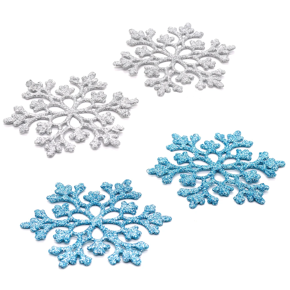 10PCs 10cm Plastike Vezullim Snowflake Xmas Stolitë Varëse Krishtlindjeve Pemë Dekorative Varur Snowflake Navidad Partisë Decors . ' - ' . 4