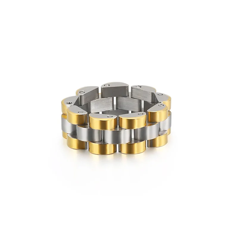 Evropiane dhe Amerikane të reja titan çelikut unaza e parë e zinxhirit të projektimit hip hop bizhuteri çelik zonjat e thjeshtë era unazë . ' - ' . 2