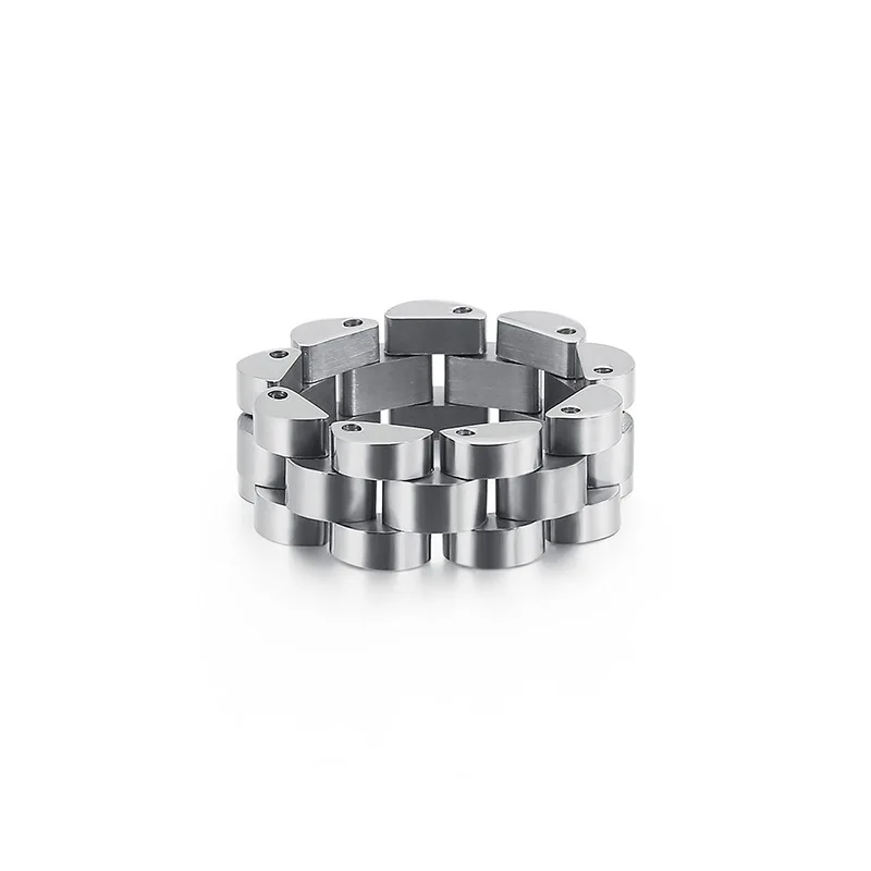 Evropiane dhe Amerikane të reja titan çelikut unaza e parë e zinxhirit të projektimit hip hop bizhuteri çelik zonjat e thjeshtë era unazë . ' - ' . 4