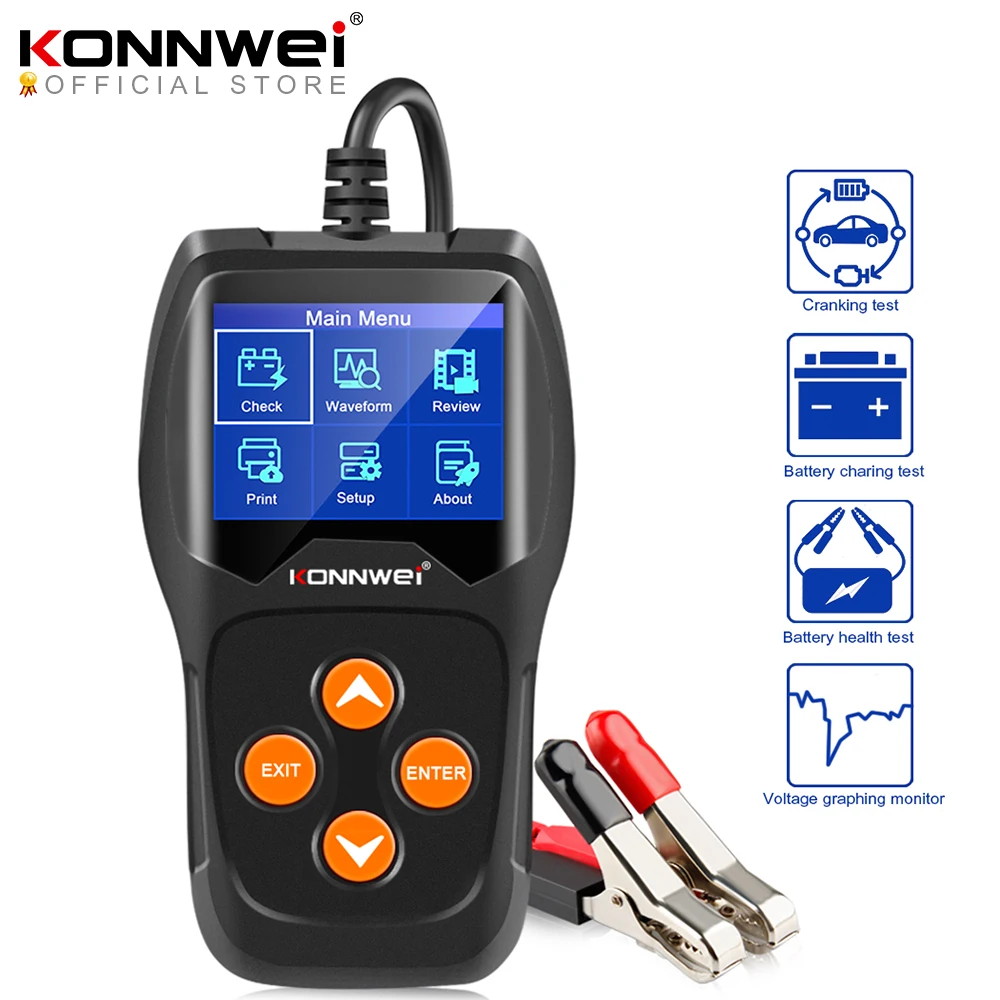 KONNWEI KW600 Bateri Makine Kontrollor 12 V 100 për 2000CCA 12 Volt e Baterisë dhe Mjete për Makinë të Shpejtë Cranking Akuzuar Diagnostike . ' - ' . 0