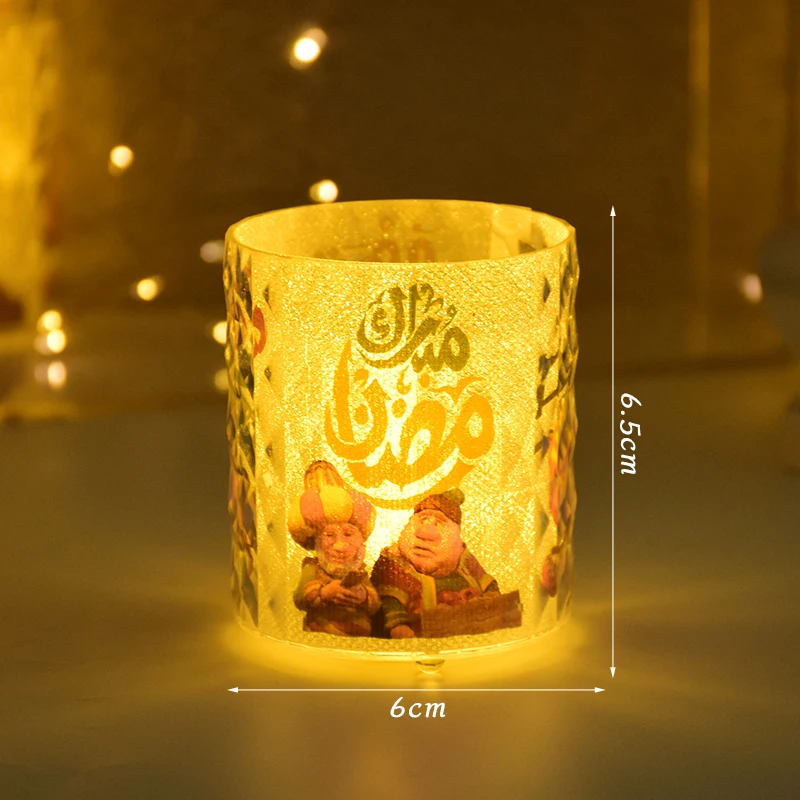 Led Ramadan Kareem Stoli e Eid Mubarak Dritat e Zbukurimet 2023 Musliman Eid Al-Fitr Lutem Partisë Qiri Dekor 6cm . ' - ' . 1