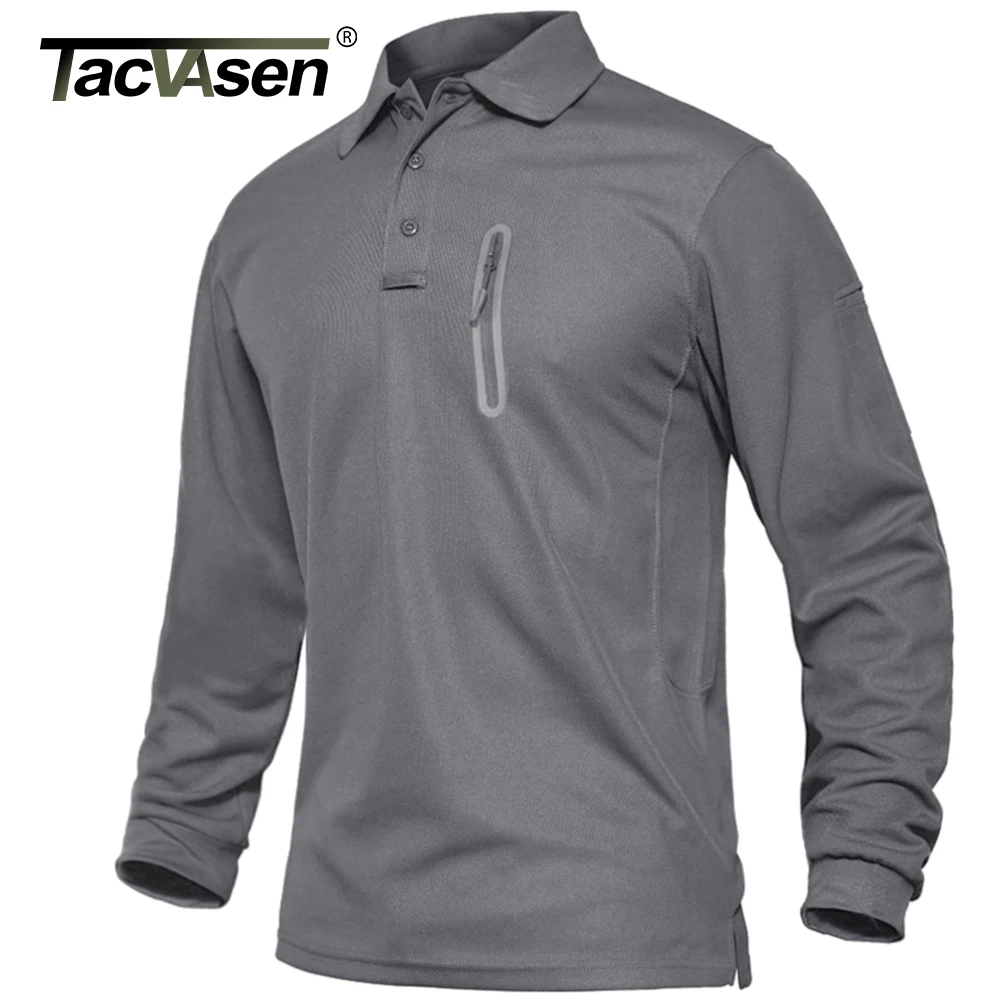 TACVASEN Me Zinxhir Xhepat Taktike Puna T-Shirts Mens Mëngë të Gjata Premium Polos Tee Këmisha të Rastit Golf Sportive T-shirts Krye . ' - ' . 4