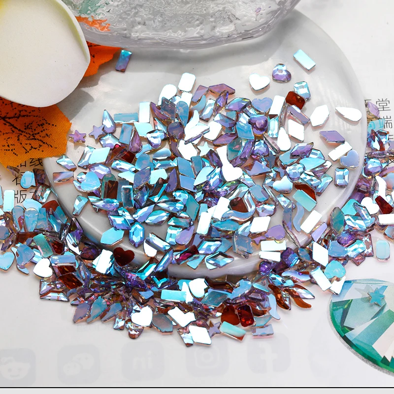 100PCS Përzierje Gozhdë Rhinestones Aurora Banesë Kristal Parregullt Diamante AB Bardhë 3D Manikyr Nail Art Dekorimin Charms Bizhuteri . ' - ' . 4