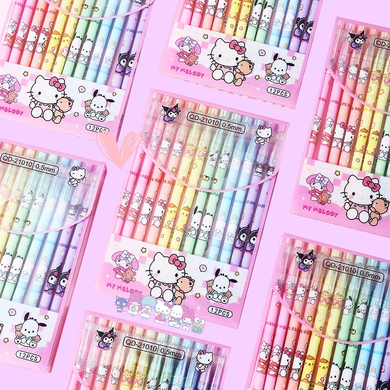 2/4/6Pcs Erasable Sanrioed Xhel Stilolaps Bojë Kawaii Student Shkrimi Anime Tim Meldoy Kuromi Hello Kitty Bukur 2Colors Bukuroshe Fëmijë Dhuratë . ' - ' . 0